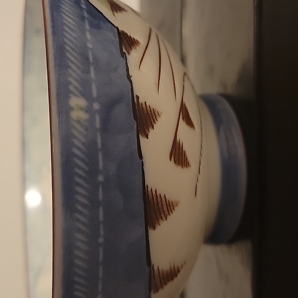 Happy Cat Fat Cat Kitten Rice or Noodle Bowl Japan Blue Brown - Picture 7 of 9